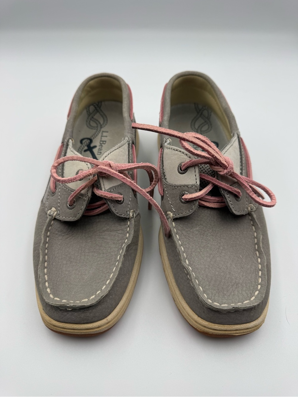 L.L. Bean Women’s Lakeside Casual Boat Shoes with Pink Laces
